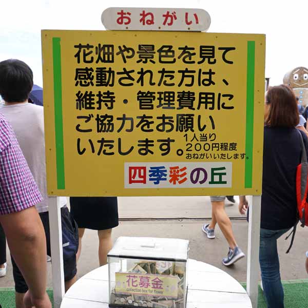 美瑛の丘 四季彩の丘 維持・管理費用のお願い
