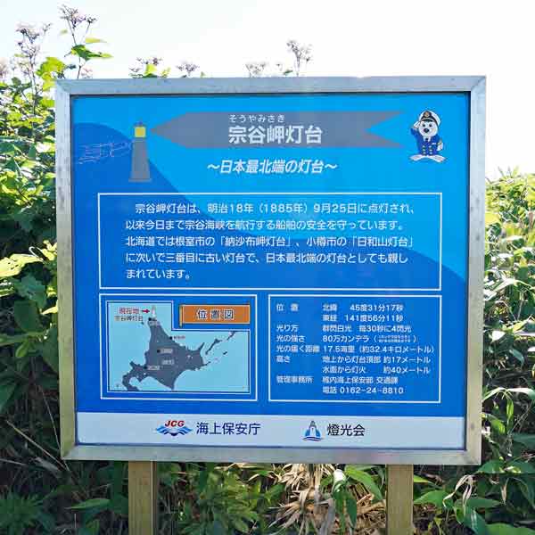 看板 宗谷岬灯台について