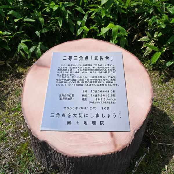 看板 二等三角点「武左台」について