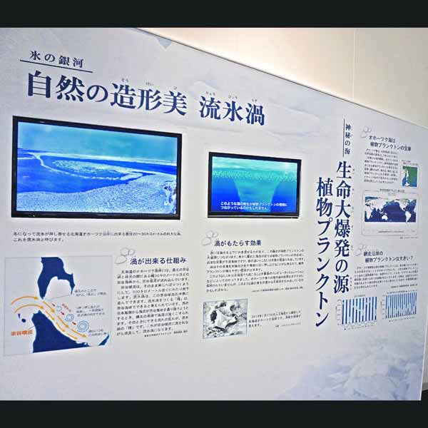 看板 自然の造形美流氷渦について