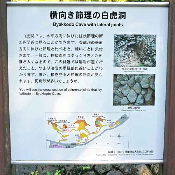 看板 横向き節理の白虎洞